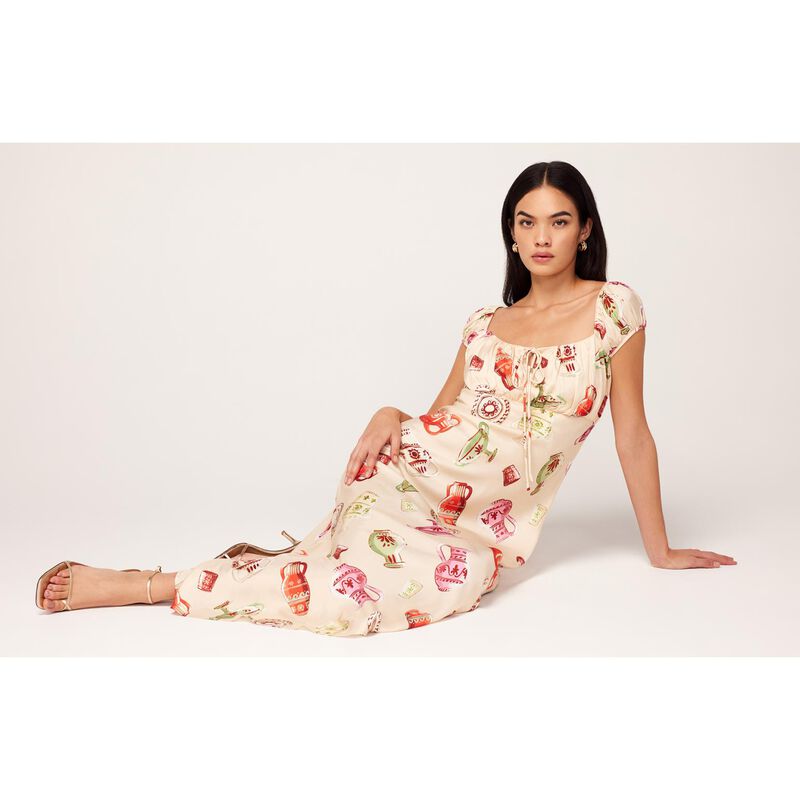 KITRI Bess Ivory Pottery Print Maxi Dress image number 3
